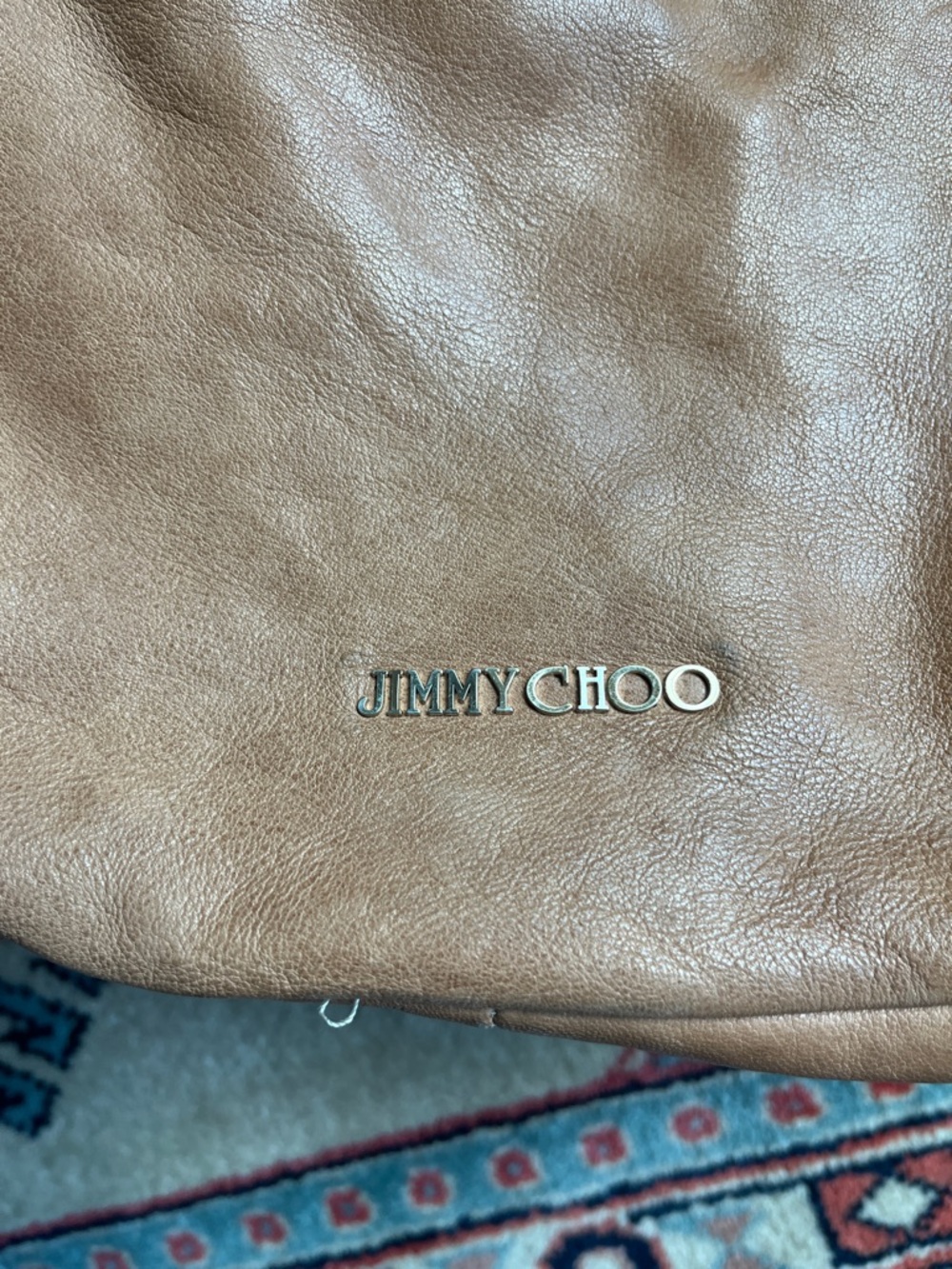 Jimmy Choo tan leather Hobo tote. Patina/spots/Camel leather/suede interior - Picture 5 of 9
